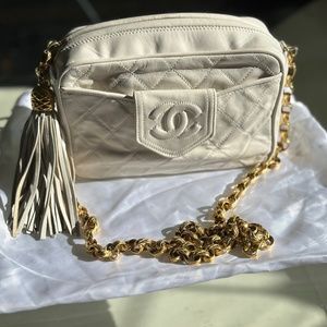 Chanel white mini camera crossbody evening bag - series 1